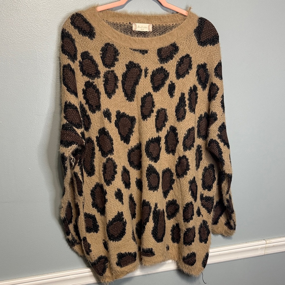 Altar'd State Tan and Black Animal Print Sweater